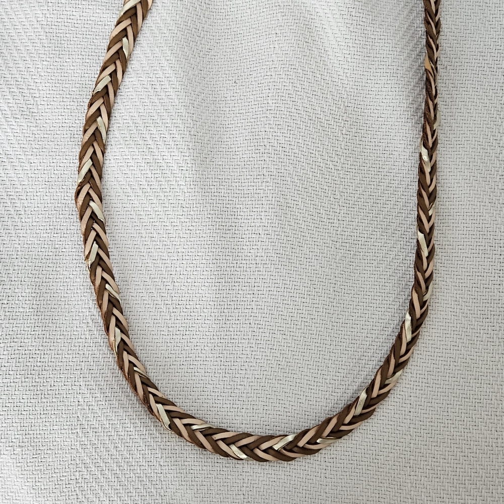 Braided Brown, Tan And Gold Braided Belt - Picture 3 of 3